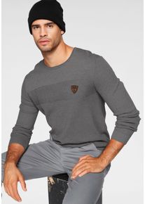 Bruno Banani Herren Rundhalspullover, grau, casual, Gr. XXXL, meliert, Feinstrick, Obermaterial: 50% Baumwolle, 50% Polyacryl, Pullover, in modischer