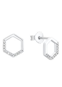 s.Oliver Damen Paar Ohrstecker "Hexagon, 2031421", Silber 925 (Sterlingsilber), bunt, Silber 925 (Sterlingsilber), Ohrringe, mit Zirkonia (synth.)