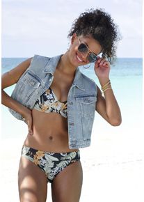 Sunseeker Damen Bikini-Hose "Suva", schwarz, Gr. 36, floral, Microfaser, Polyamid, Badehosen, mit Umschlagbund