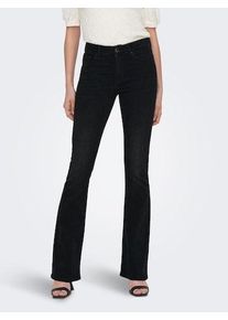 Only Damen Bootcut-Jeans "ONLBLUSH MID FLARED DNM TAI1099 NOOS", schwarz, modisch, Gr. XS, Denim/Jeans, Obermaterial: 92% Baumwolle, 6% Elasthan, 2%