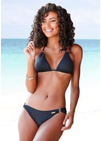 Lascana Damen Bikini-Hose "Italy", schwarz, Gr. 38, unifarben, Microfaser, Polyamid, Microfaser, Badehosen, mit seitlichen Zierringen