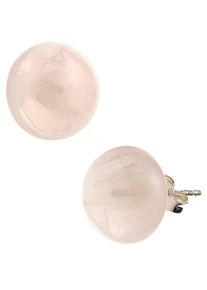 Jobo Damen Paar Ohrstecker, Silber 925 (Sterlingsilber), silber, Silber 925 (Sterlingsilber), Ohrringe, rund 925 Silber mit Rosenquarz