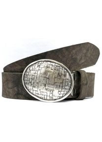 Damen Koppelgürtel, grau, modisch,klassisch, Gr. 115, RETTUNGSRING BY SHOWROOM 019, unifarben, vintage, Rindsleder, Gürtel, Vintage-Optik,