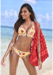 Sunseeker Damen Bikini-Hose "Mila", gelb, Gr. 32, floral, Microfaser, Polyamid, Microfaser, Badehosen, im floralen Design