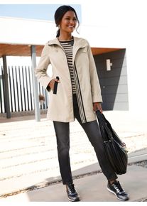 Classic Basics Damen Langjacke, beige, Gr. 48, gemustert, mehrfarbig, 100% Polyester, Jacken