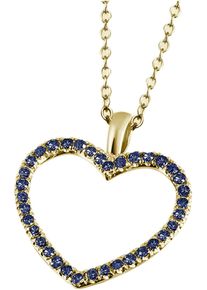 Firetti Damen Kette mit Anhänger "Schmuck Geschenk Gold 375 Gold 585 Halsschmuck Halskette Herz", 0,14 ct, Gelbgold 585, L: 45cm B: 1mm, blau,