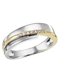 Firetti Damen Fingerring "Schmuck Geschenk Silber 925 Silberring bicolor glitzernd", 56, Silber 925 (Sterlingsilber), 2,7mm, gold, Silber 925