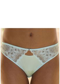 Lascana Damen Tanga, Gr. 36, blau, Microfaser, Spitze, Obermaterial: 89% Polyamid, 11% Elasthan, Unterhosen, mit extravaganten Spitzeneinsätzen