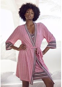 Vivance Dreams Damen Kimono, Gr. 36, pink, Single-Jersey, bedruckt, Hausmäntel, in schönem Ethno-Design