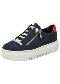 Rieker Damen Plateausneaker, Gr. 43, blau, Nubuklederimitat, sportlich, Schuhe, Sneaker, Slip-On Sneaker, Slipper mit weicher Leder-Innensohle