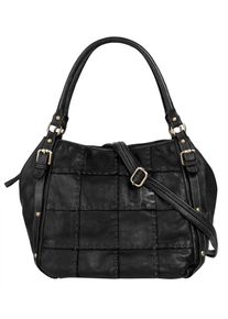 Samantha Look Damen Shopper, schwarz, Leder, unifarben, leicht glänzend, Taschen, echt Leder, Made in Italy
