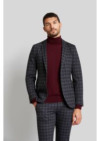 Bugatti Herren Sakko, grau, casual, Gr. 50, kariert, 84% Polyester, 12% Viskose, 4% Elasthan, Sakkos, mit high-Stretch Funktion