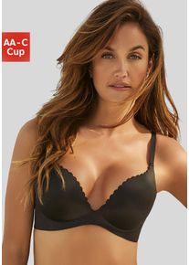 Lascana Damen Push-up-BH, Gr. 75, schwarz, Microtouch, Obermaterial: 60% Polyamid, 35% Polyester, 5% Elasthan, klassisch, BHs, ohne Bügel mit extra