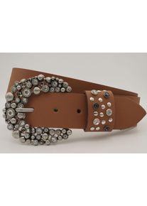 AnnaMatoni Damen Ledergürtel, braun, casual, Gr. 80, Rindsleder, Gürtel, mit hochwertigen Strasssteinen an der Schließe