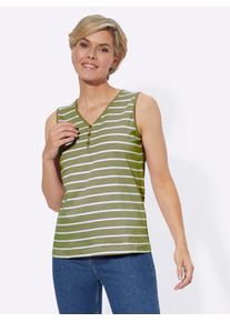 Casual Looks Damen Shirttop, grün, Gr. 36, gemustert, mehrfarbig, gestreift, 100% Baumwolle, Tops