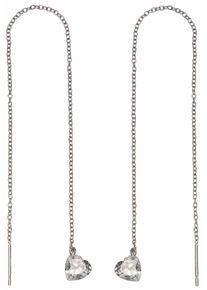 Firetti Damen Paar Ohrhänger "Schmuck Geschenk Silber 925 Ohrschmuck Durchzieher Herzen Glitzer", Silber 925 (Sterlingsilber), silber, Silber 925