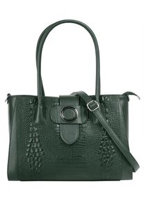 CLUTY Damen Shopper, grün, Leder, Taschen, echt Leder, Made in Italy