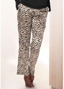 Buffalo Damen Pyjamahose, Gr. 32, schwarz-weiß, Satin, Obermaterial: 95% Polyester, 5% Elasthan, animal-print, gemustert, elegant, Hosen, mit schönem