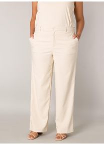 Damen Stoffhose, beige, casual, Gr. 54, Base Level Curvy, unifarben, Stoff, Obermaterial: 77% Viskose, 20% Nylon, 3% Elasthan, Hosen, mit Schlag und
