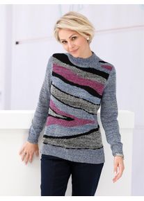 Classic Basics Damen Stehkragenpullover "Pullover", blau, Gr. 38, gemustert, mehrfarbig, 78% Polyacryl, 22% Polyester, Pullover