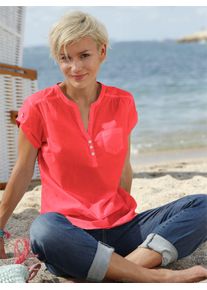 Casual Looks Damen Kurzarmbluse, rot, Gr. 36, unifarben, 100% Baumwolle, Blusen