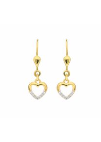 Adelia´s ADELIA ́S Damen Paar Ohrhänger "1 Paar 333 Gold Ohrringe / Ohrhänger Herz mit Zirkonia", Damen, Gelbgold 333, gold, Gelbgold 333, Ohrringe, mit