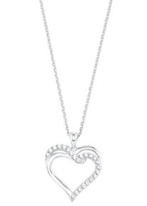 Amor Damen Kette mit Anhänger "Herz, 2026246", Silber 925 (Sterlingsilber), L: 45cm, bunt, Silber 925 (Sterlingsilber), Halsketten, mit Zirkonia