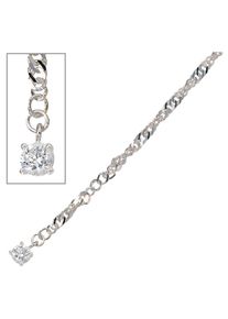 Jobo Damen Fußkette, Silber 925 (Sterlingsilber), silber, Silber 925 (Sterlingsilber), Fußkettchen, 925 Silber mit Zirkonia 25 cm