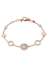 Fossil Damen Armband "Pearl Disc Station, JF01739791", Edelstahl, rosa, Edelstahl, Armbänder, mit Glasstein, mit Perlmutt