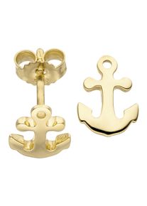 Jobo Damen Paar Ohrstecker "Ohrringe mit Anker-Motiv", Gelbgold 375, gelb, Gelbgold 375, Ohrringe, 375 Gold