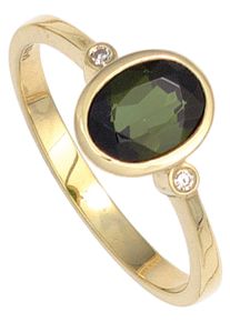 Jobo Damen Diamantring, 52, SI = kleine Einschlüsse, Gelbgold 585-Diamanten, gelb, Gelbgold 585, Diamanten, Fingerringe, 585 Gold mit 2 Diamanten und