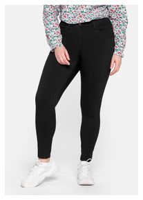 sheego Damen Stretch-Hose "Große Größen", schwarz, casual, Gr. 42, unifarben, Obermaterial: 62% Viskose, 32% Polyamid, 6% Elasthan, Hosen, SUSANNE,