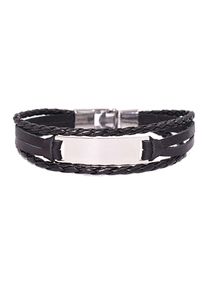 Firetti Herren Lederarmband "Schmuck Geschenk Armschmuck ID-Armband- Optik", Edelstahl-Leder, schwarz, Edelstahl, Leder, Armbänder, Made in Germany