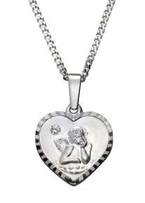 Firetti Damen Kette mit Anhänger "Schmuck Geschenk Silber 925 Halsschmuck Halskette Panzerkette Herz", Silber 925 (Sterlingsilber), L: 38cm, silber,