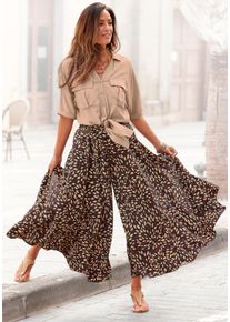 Lascana Damen Hosenrock, braun, modisch, Gr. 36, bedruckt, Web, Obermaterial: 100% Polyester, Röcke, aus glatter Ware, Culotte, extraweites Bein