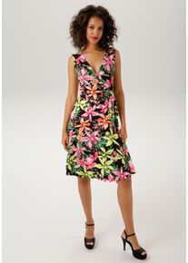 Aniston CASUAL Damen Sommerkleid, bunt, feminin, Gr. 44, bedruckt, geblümt, Single Jersey, Obermaterial: 95% Viskose, 5% Elasthan, Kleider, mit