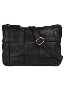 Samantha Look Damen Umhängetasche, schwarz, Leder, unifarben, leicht glänzend, Taschen, echt Leder, Made in Italy
