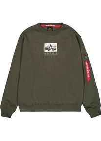 Herren Sweatshirt "Satin Logo Sweater", grün, modisch, Gr. XL, Alpha Industries, bedruckt, Sweatware, Obermaterial: 80% Baumwolle, 20% Polyester,