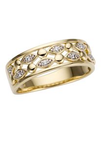 Firetti Damen Goldring "Schmuck Geschenk Gold 585, teilw. rhodiniert, massiv", 19, 0,045 ct P2 = erkennbare Einschlüsse, Gelbgold 585-Diamanten, 6mm,