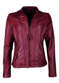 JCC Damen Bikerjacke "6011099-2", rot, Gr. XS, Obermaterial: 100% Leder, Lamm / Lining: 100% Baumwolle / Ärmelfutter: 100% Polyester / Wattierung:
