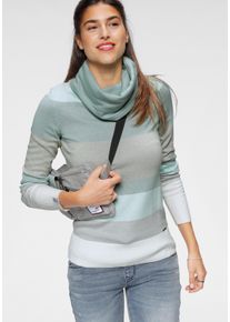 Kangaroos Damen Rollkragenpullover, blau, casual, Gr. 32, Strick, Obermaterial: 50% Baumwolle, 50% Polyacryl, Pullover, gestreift mit hohem Stehkragen