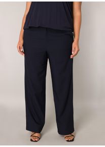 Damen Stoffhose, blau, casual, Gr. 46, Base Level Curvy, unifarben, Stoff, Obermaterial: 77% Viskose, 20% Nylon, 3% Elasthan, Hosen, mit Schlag und