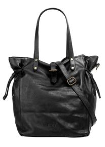 FORTY Damen Shopper, schwarz, Leder, unifarben, leicht glänzend, Taschen, echt Leder, Made in Italy