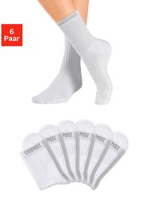 Chiemsee Damen Tennissocken, Gr. 35, weiß, Baumwolle, Elasthan, Polyamid, unifarben, Socken, mit eingestricktem Markennamen