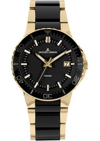Jacques Lemans Damen Keramikuhr "1-2165C", schwarz, Armbanduhren, Quarzuhr, Armbanduhr, Damenuhr, Datum, Keramikarmband