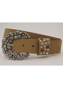 AnnaMatoni Damen Ledergürtel, beige, casual, Gr. 100, Rindsleder, Gürtel, mit hochwertigen Strasssteinen an der Schließe
