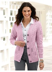 Inspirationen Damen Strickjacke, rosa, Gr. 52, unifarben, 50% Baumwolle, 50% Polyacryl, Strickjacken