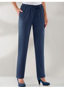 Classic Basics Damen Schlupfhose, blau, Gr. 40, gemustert, mehrfarbig, unifarben, 100% Polyester, Hosen