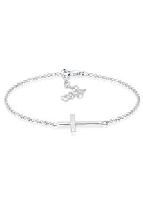 Elli Damen Armband "Kreuz Horizontal Schlicht 925 Silber", 17cm, ohne Stein, Silber 925 (Sterlingsilber), silber, Silber 925 (Sterlingsilber),
