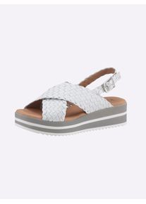Heine Damen Sandalette, Gr. 41, weiß, Leder, Glattleder, modisch, Schuhe